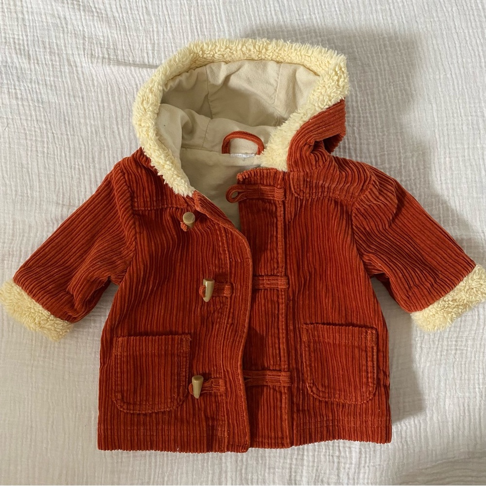 Vintage Orange Sherpa Corduroy Baby Coat (6-12m)